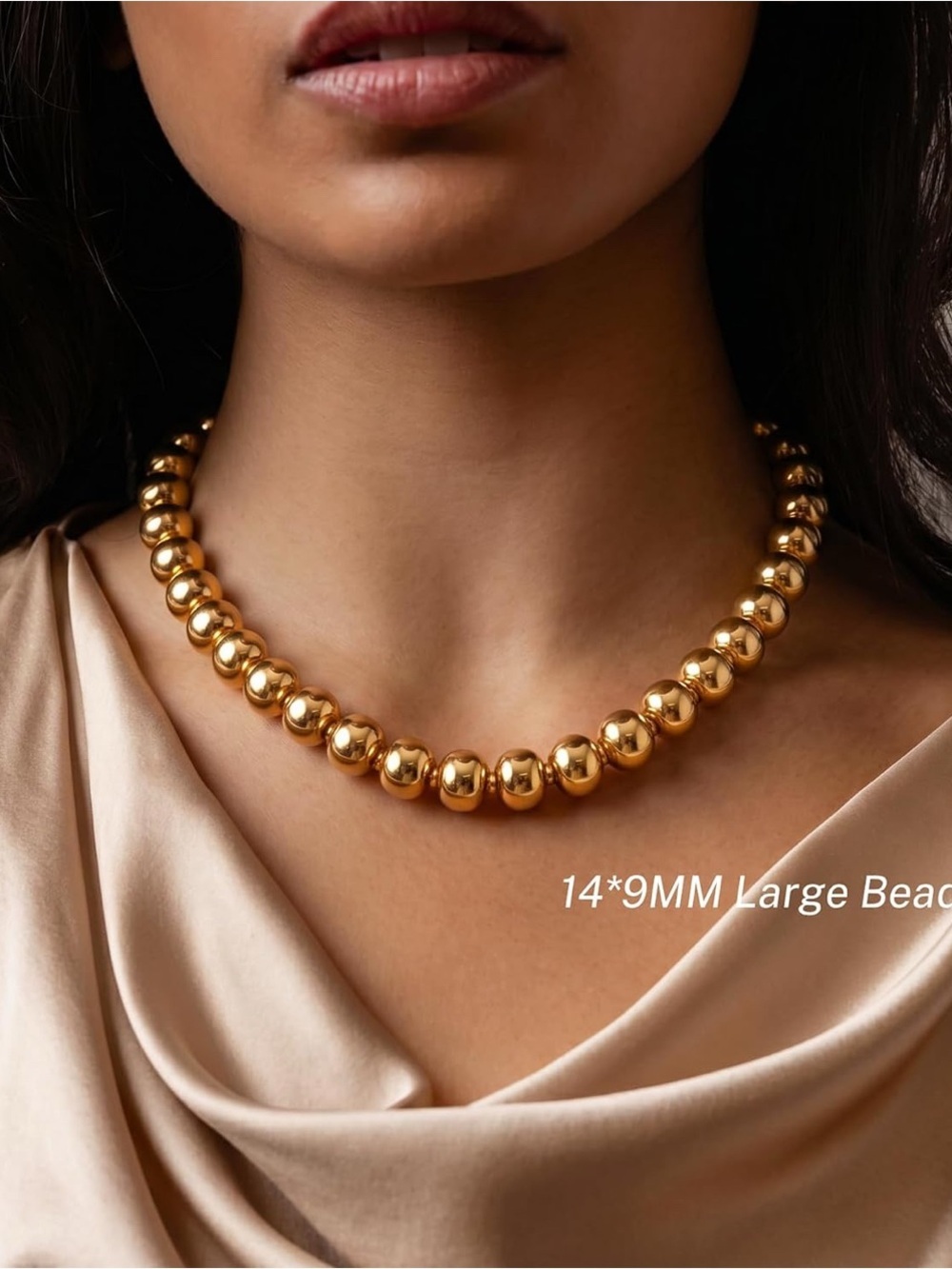 Gold Beaded Statement Necklace - Picture 4 of 4